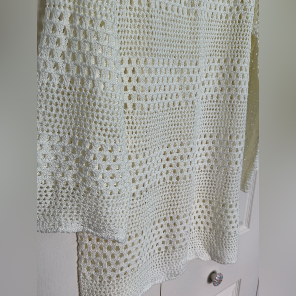 Cream White Crochet Knit Swim Cover Up Dress-Size S - Picture 8 of 8